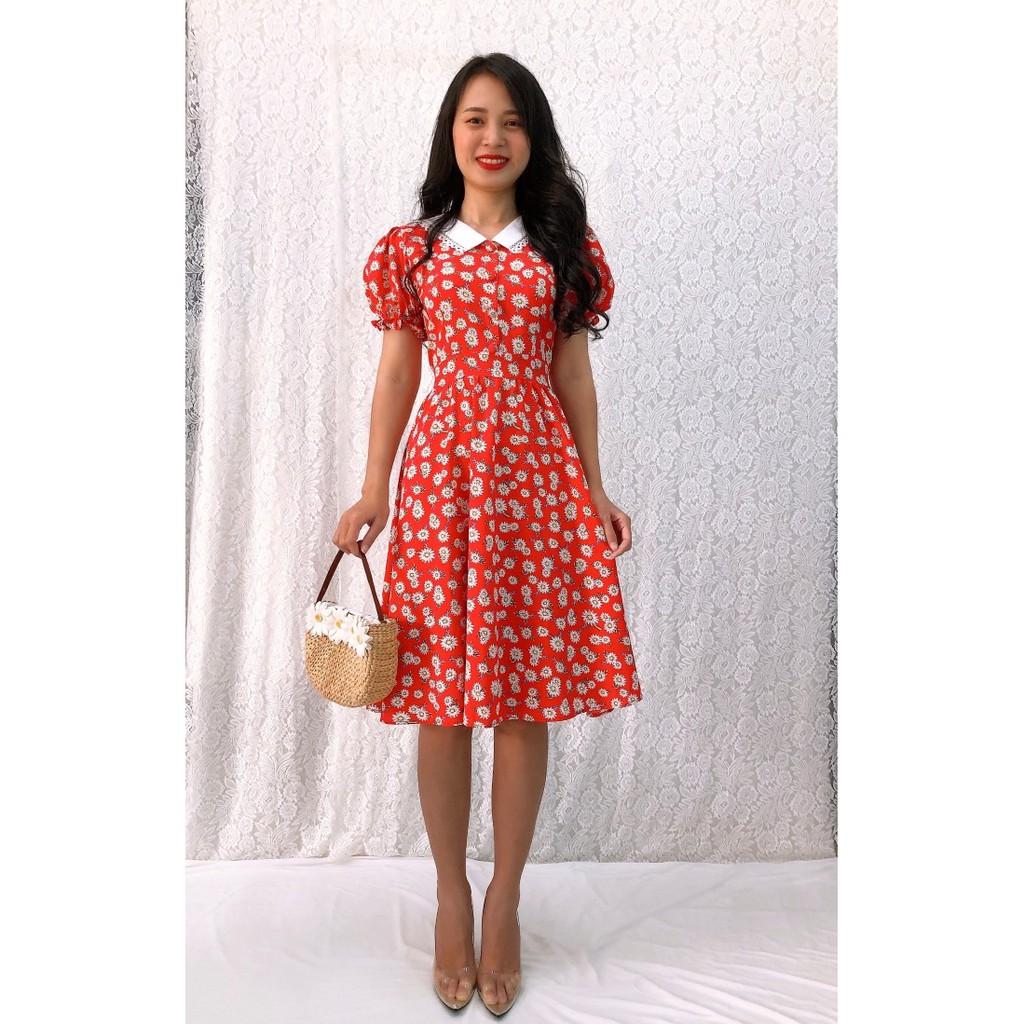 Đầm xòe họa tiết