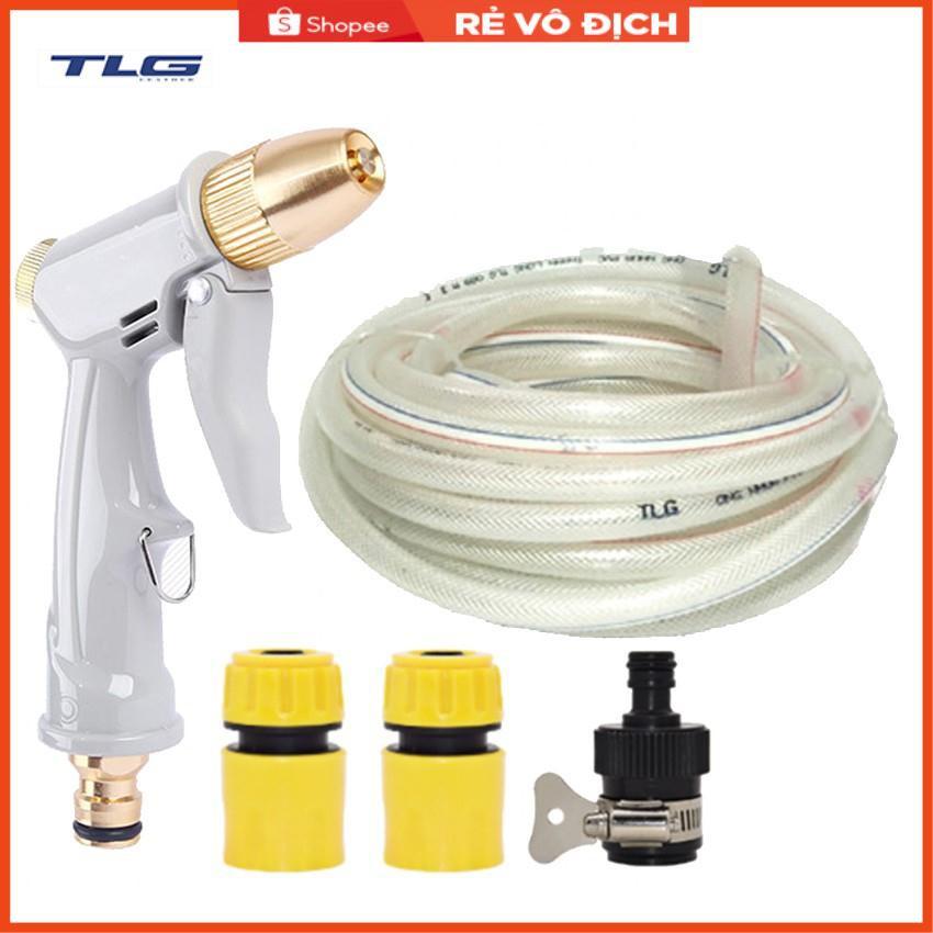 Bộ dây vòi xịt nước rửa xe, tưới cây tăng áp 3 lần, loại 7-10m (cút nhựa nối 713-1) 206846