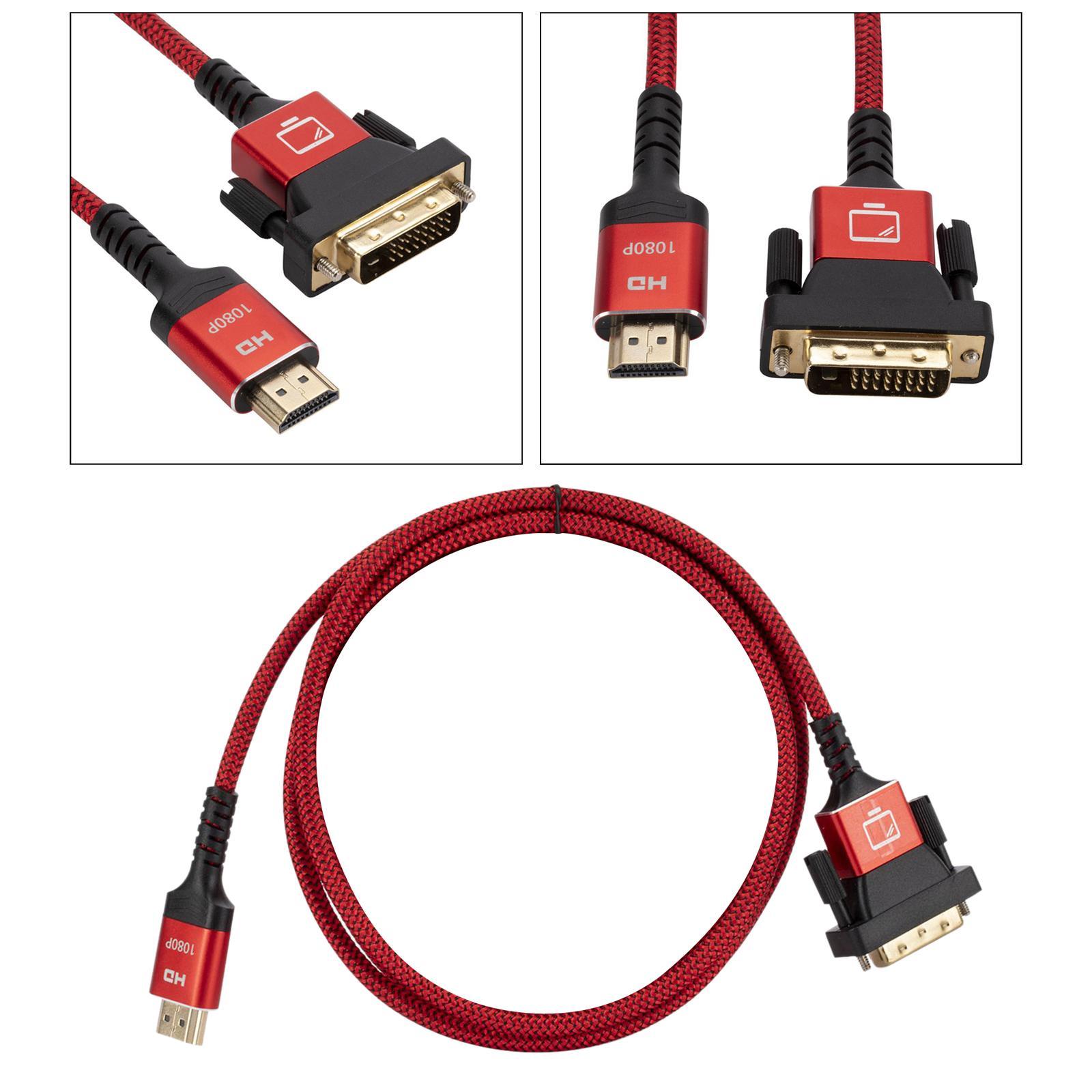 HDMI to DVI Cable Nylon Braid Converter Adapter for Monitor PC Display Laptop Desktop