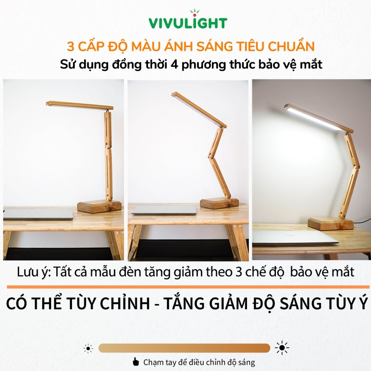 Đèn học để bàn VIVULIGHT Tree bóng led cảm biến ánh sáng chống cận bảo vệ mắt