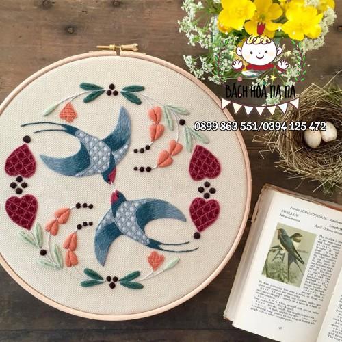 Kit thêu tay trang trí DIY Bộ Combo thêu Tranh hoa cỏ, kit tập thêu mẫu hoa mùa xuân, sang thu Bách hóa na na