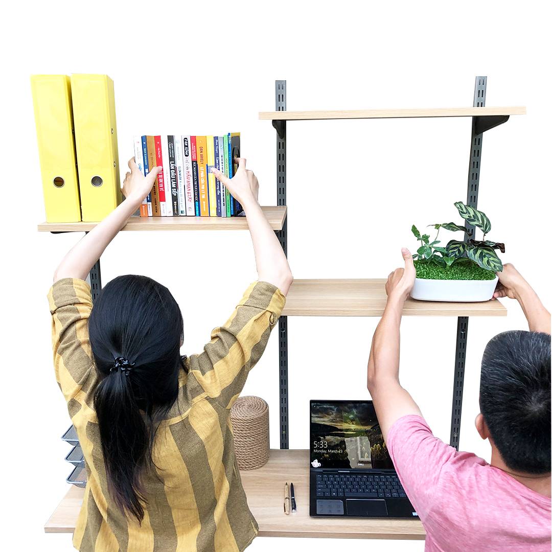 Kệ Ray Tường SMLIFE Railshelf 2 Tầng H60cm - Kệ Sách Treo Tường Tùy Biến Kích Thước & Vị Trí Hiện Đại Cho Căn Hộ Nhỏ