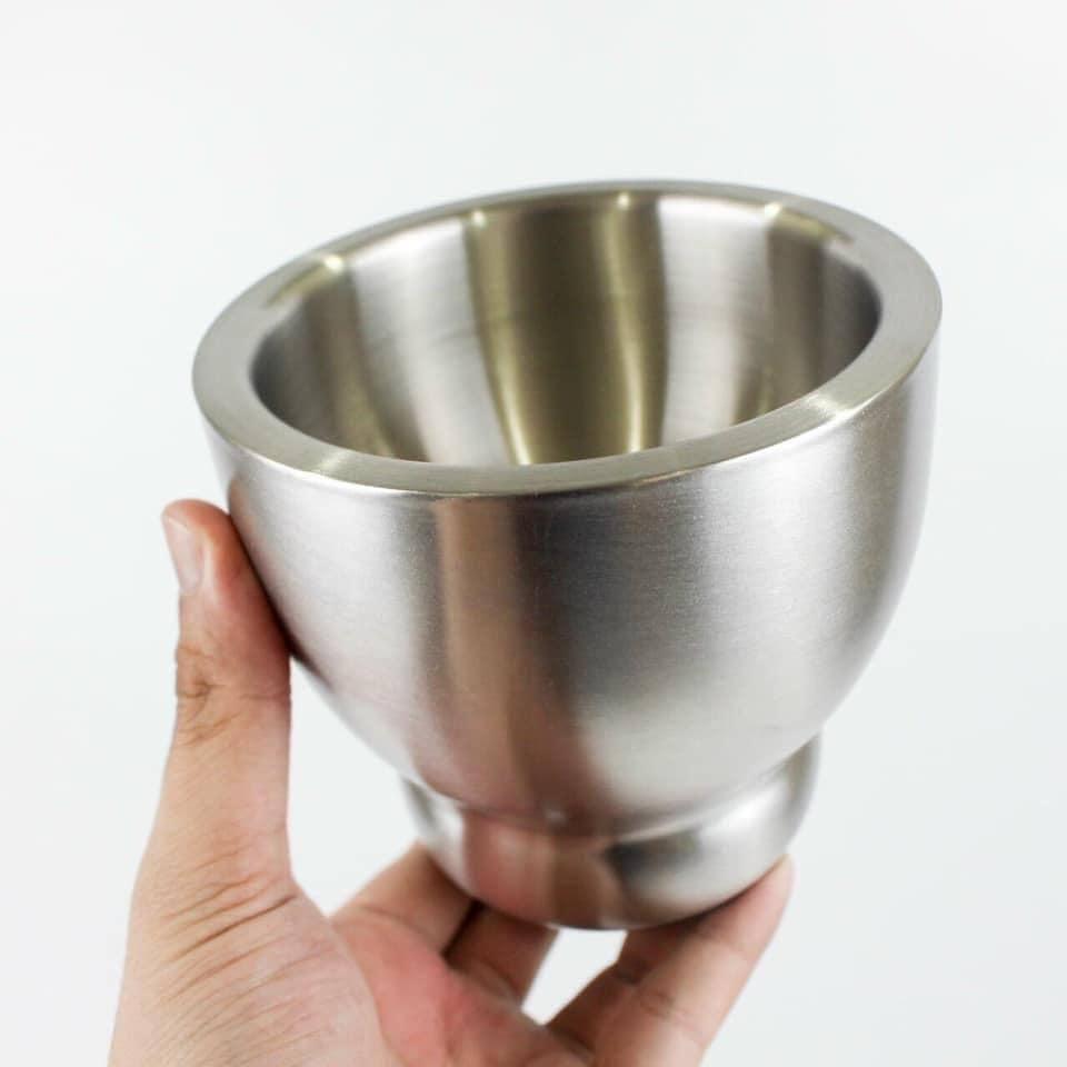 Cối chày Inox 304 - size đại dáng trống - kháng khuẩn, khử mùi - bảo hành trọn đời không han gỉ