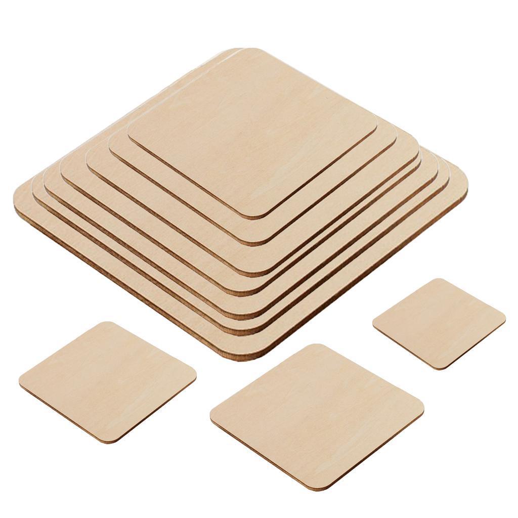 20x Blank Wood Natural Slices Wooden Squares Cutouts For DIY Crafts