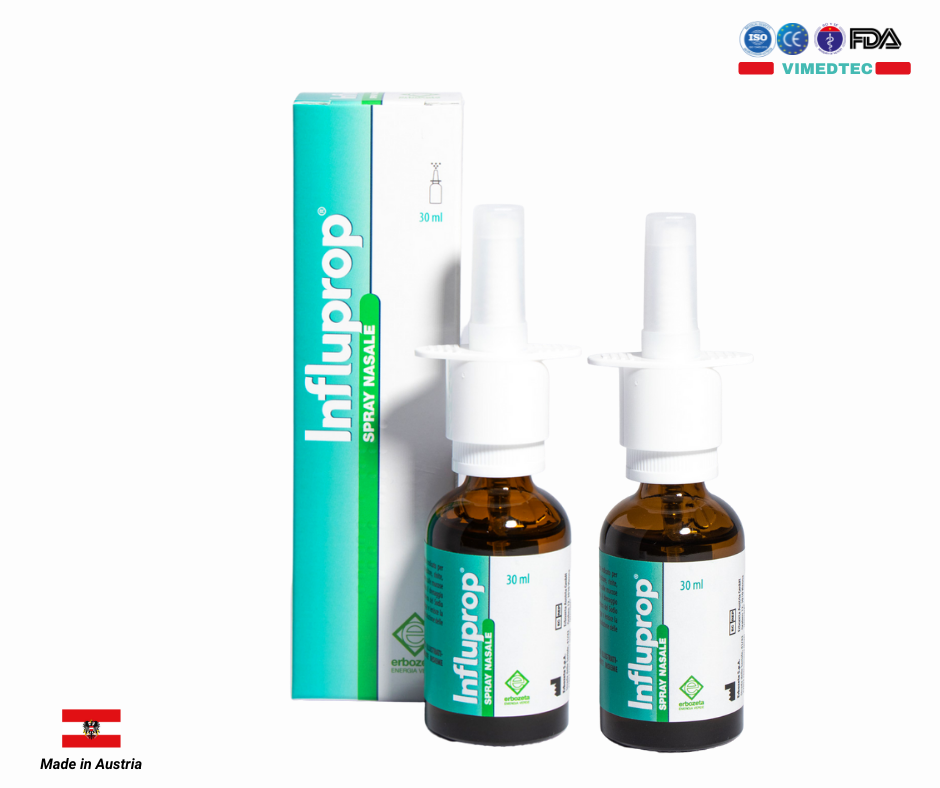 INFLUPROP Austria, Nasal Spray Dung dịch xịt sương giúp hỗ trợ điều trị viêm xoang, viêm mũi,  phòng ngừa vi khuẩn, virus, tạo màng niêm mạc bảo vệ lành nhanh vết thương, dưỡng ẩm, chống ngạt sổ mũi, ngưng chảy dịch mũi. Nhập khẩu Châu Âu