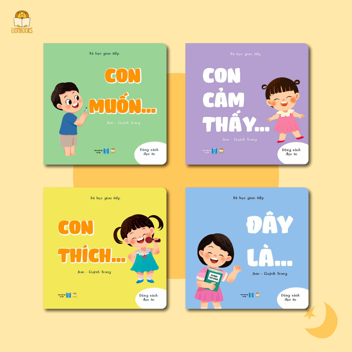 Sách - Bộ Bé Học Giao Tiếp 4 cuốn - Bồi cứng &amp; Song ngữ Việt-Anh