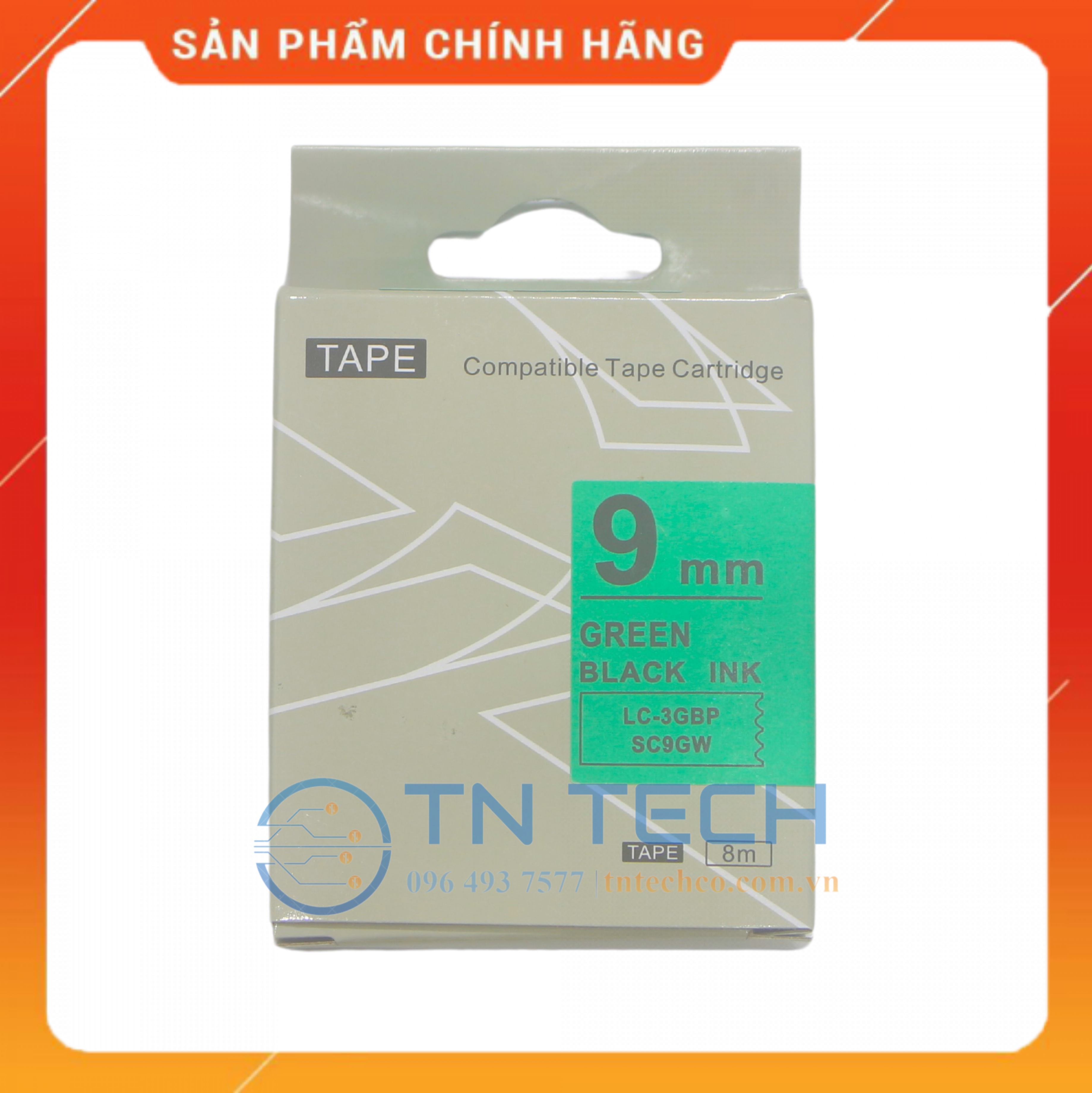 NHÃN IN TEPRA-EPSON LC-3GBP (SC9GW) – CHỮ ĐEN NỀN LÁ 9MM X 8M [Hàng nhập khẩu]