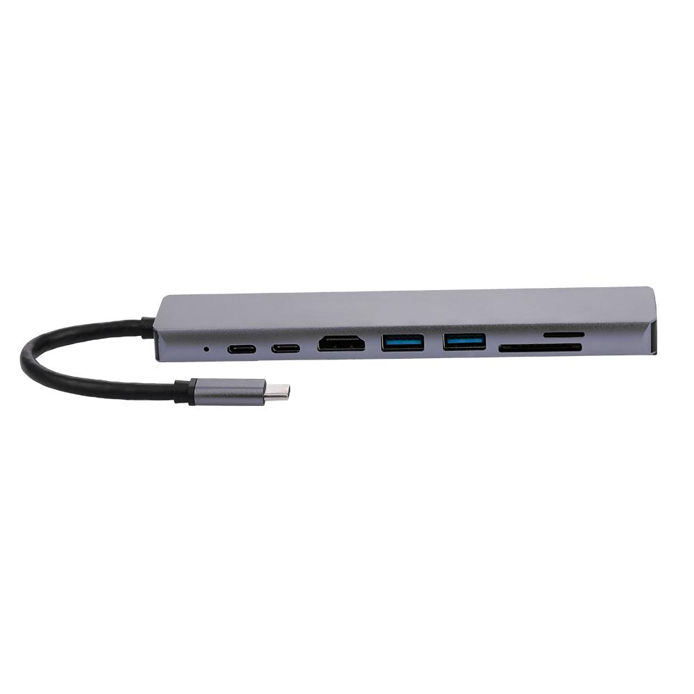Bộ chuyển đổi đế cắm cho máy tính xách tay đa chức năng 8IN1 USB-C Type-C sang PD + USB * 2 + HDTV + Type-C + SD + TF + RJ45 87W Adapter