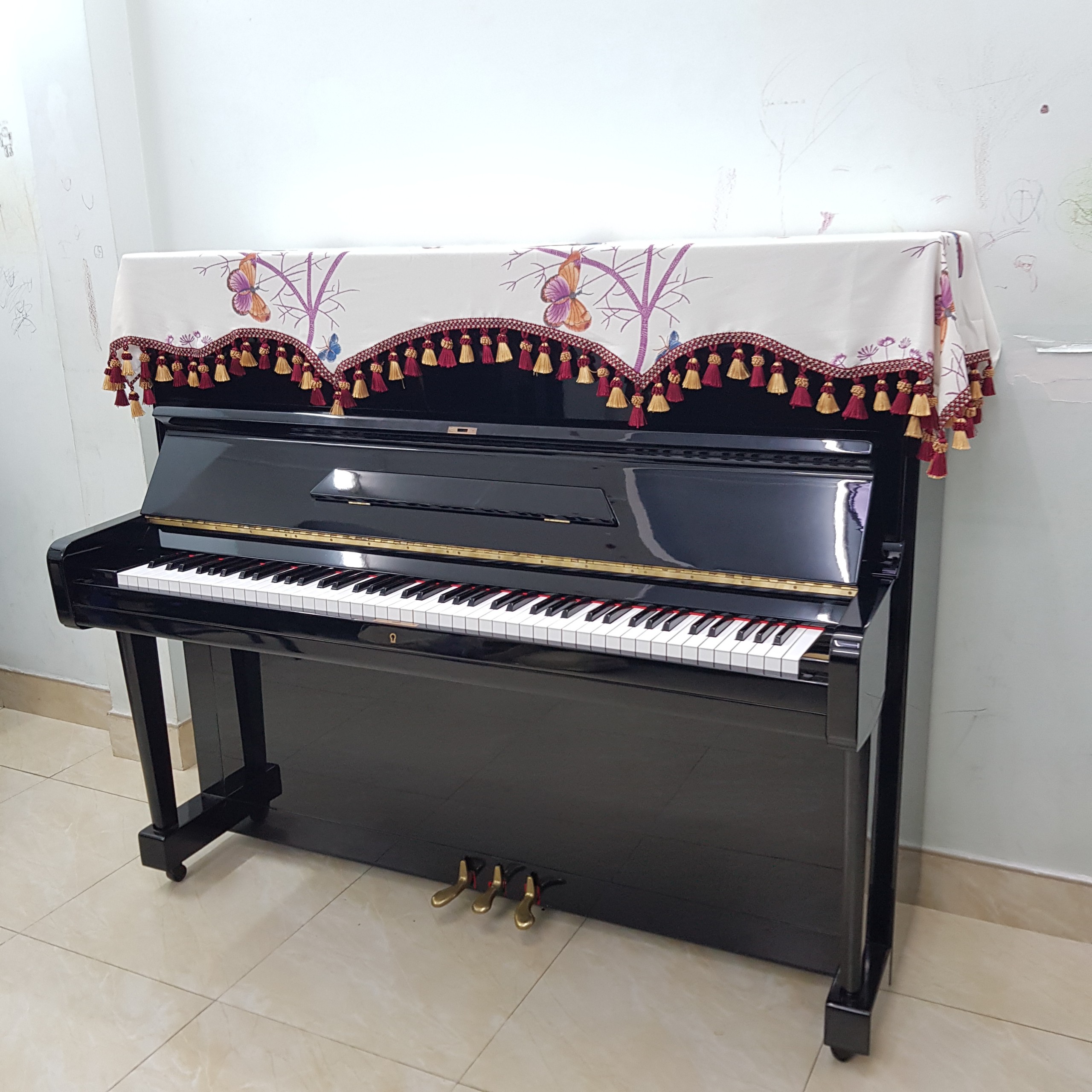 Khăn phủ đàn Piano Hoa Hồ Điệp Tím