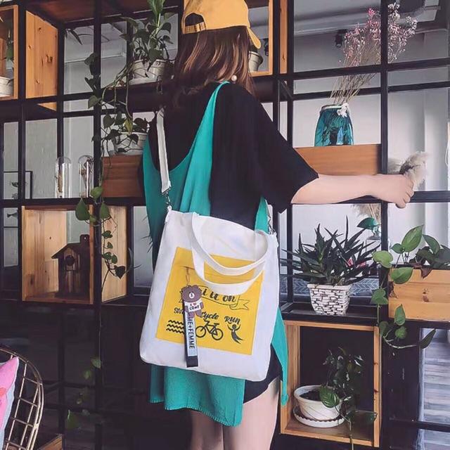 Túi ToTe XE ĐẠP thời trang chữ TRI IT ON kiểu mới mang vai và đeo chéo đều được của KiTi Shop
