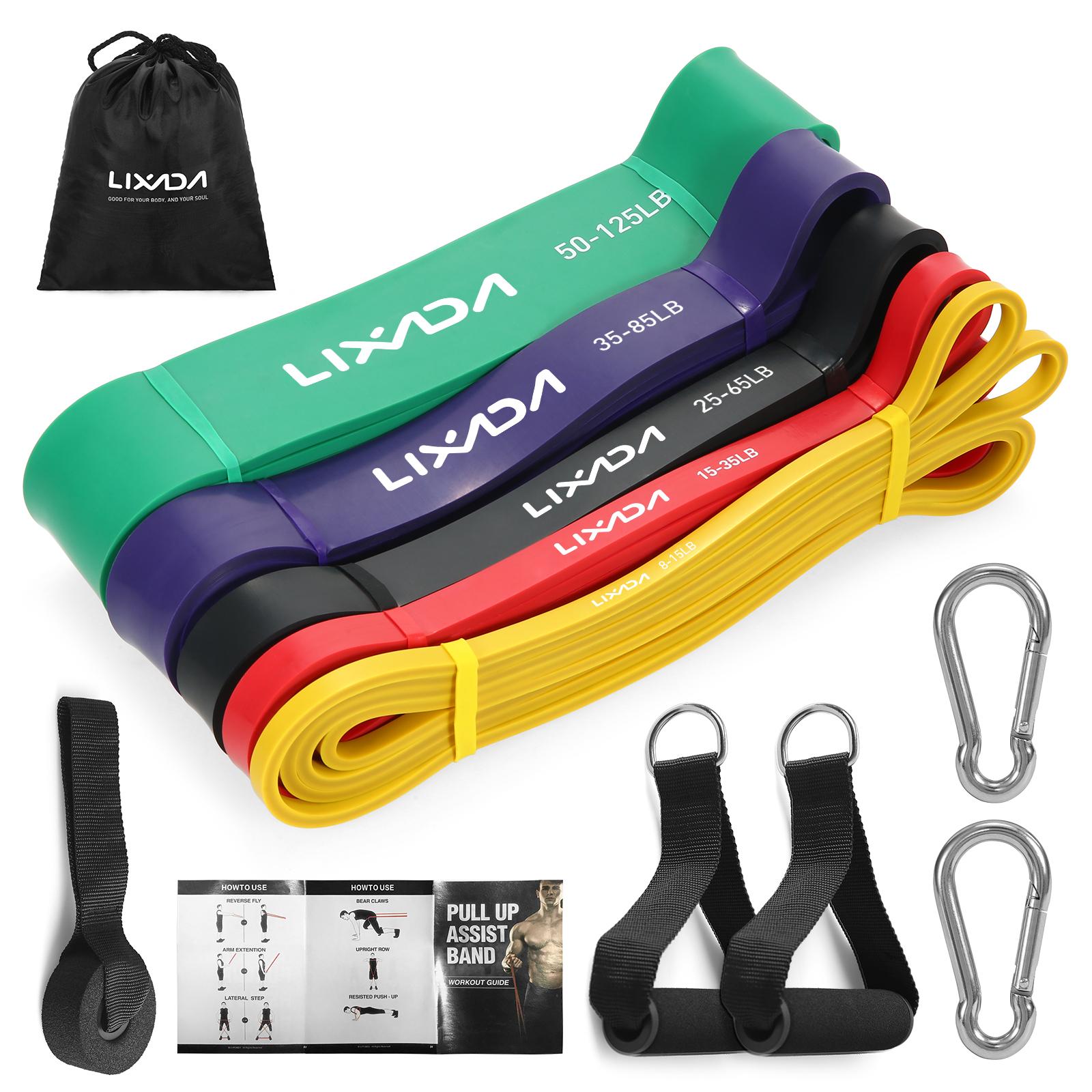LIXADA 5 Gói kéo lên các dải hỗ trợ đặt các dải điện trở vòng tập luyện sức mạnh tập thể dục kéo dài các dải kéo dài với cửa neo màu