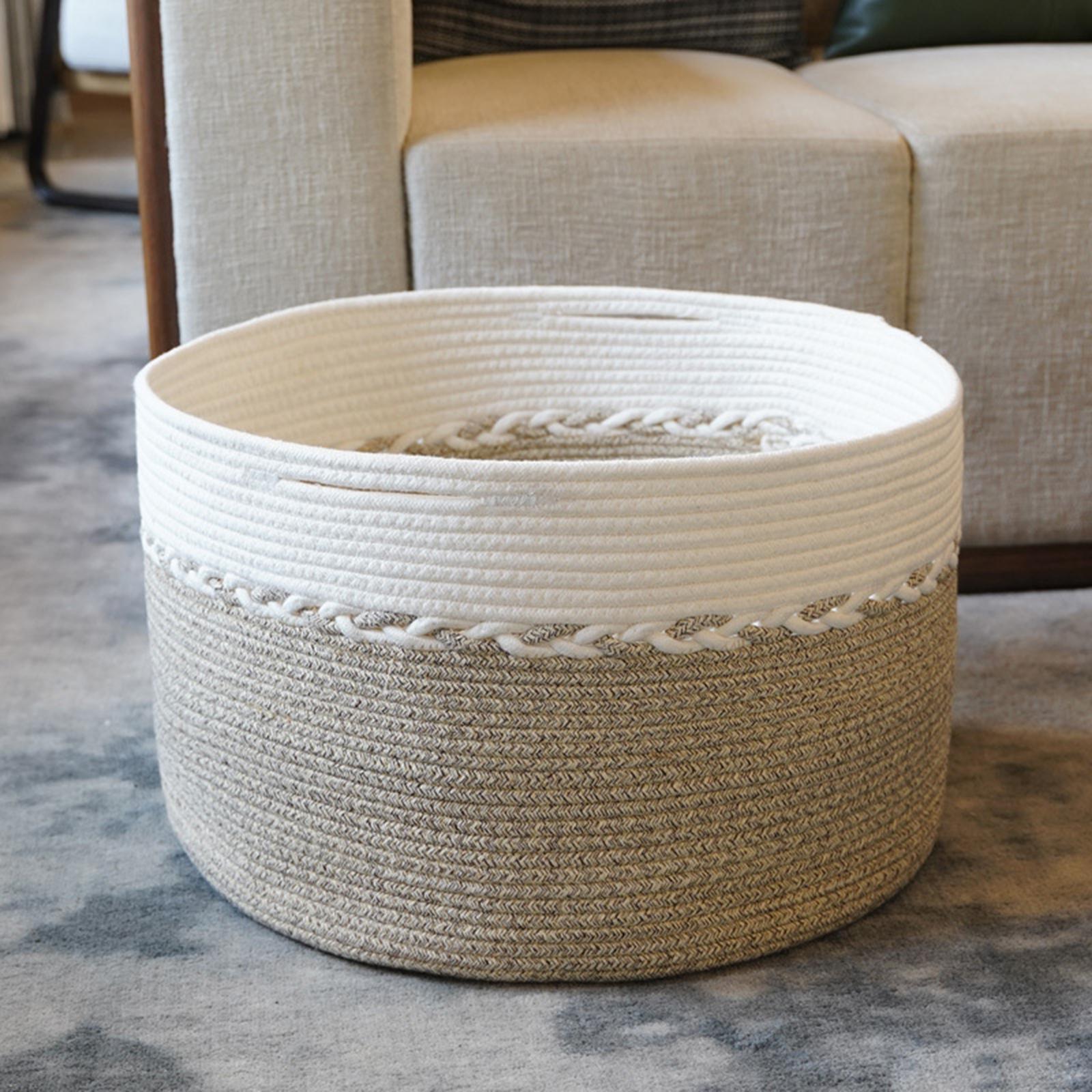 Bathroom Woven Laundry Basket Baby Toy Hamper Foldable Multipurpose Desktop Organizer Basket for Pillows Bed Sheets Shoes