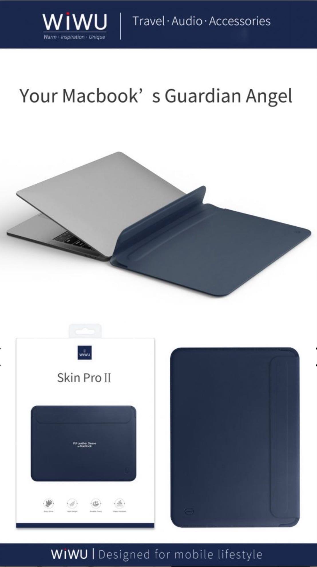 Bao Da Wiwu Skin Pro II Dành Cho Macbook Pro Chất Liệu Vải Sợi Nhỏ Chất Lượng Cao - Hàng Chính Hãng