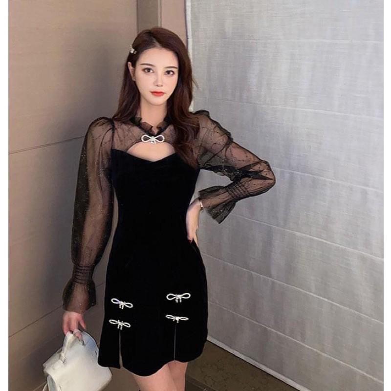 ĐẦM BODY PHA REN KÈM TAG NƠ Y HÌNH