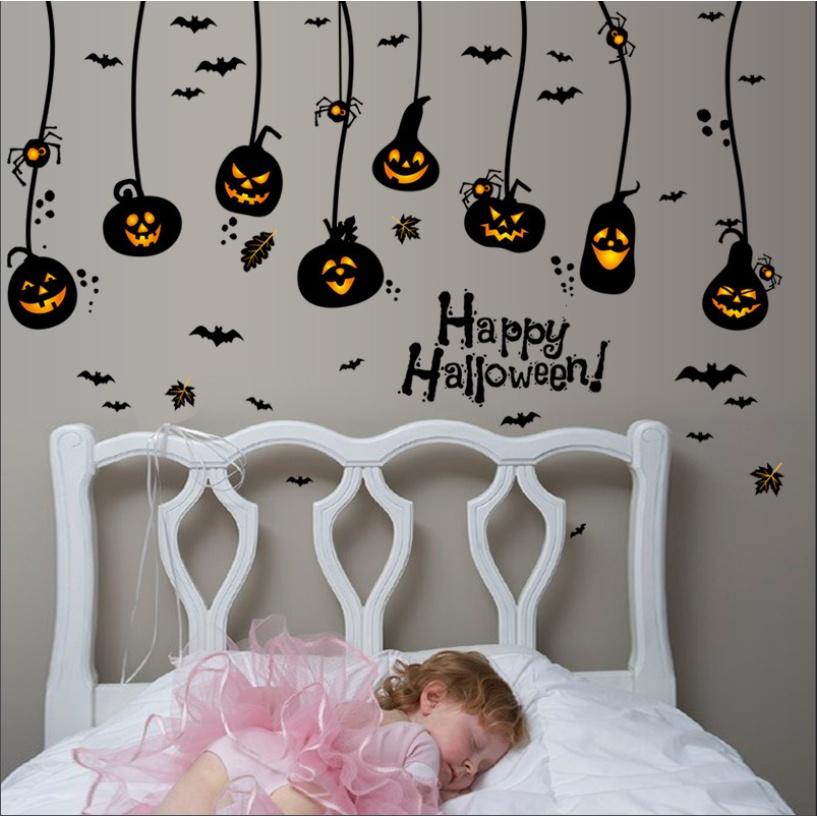 COMBO DECAL DÁN TƯỜNG - Rèm dây kết hợp Thành Phố Halloween