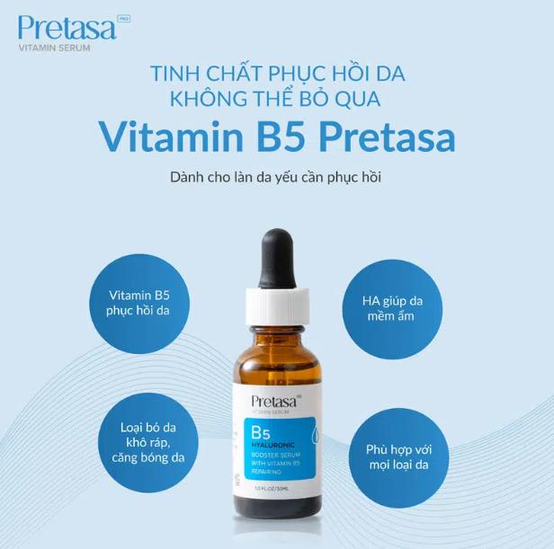 Hình ảnh Serum B5 Pretasa giúp phục hồi làn da, giảm đỏ da, tái tạo gia và chống lão hóa
