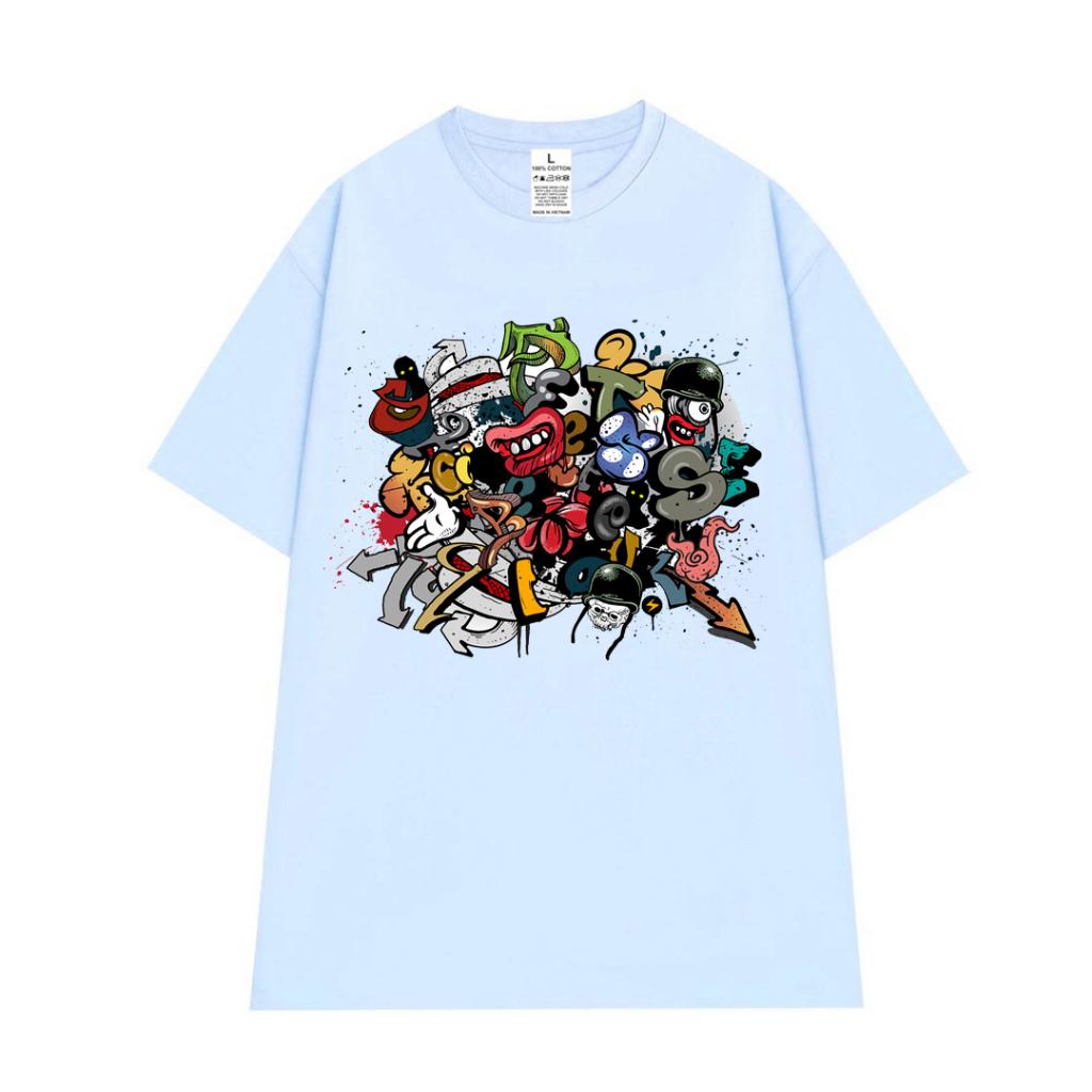 Cao cấp - Áo thun tay lỡ unisex áo phông nam nữ oversize hình Graffiti cá tính - BND15