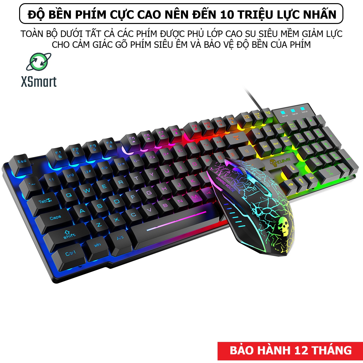 Bộ Bàn Phím Và Chuột Chơi Game Có 10 Chế Độ Led Khác Nhau XSmart T6RGB Super PRO 2021 Tương Thích Máy Tính PC Laptop - Hàng Chính Hãng