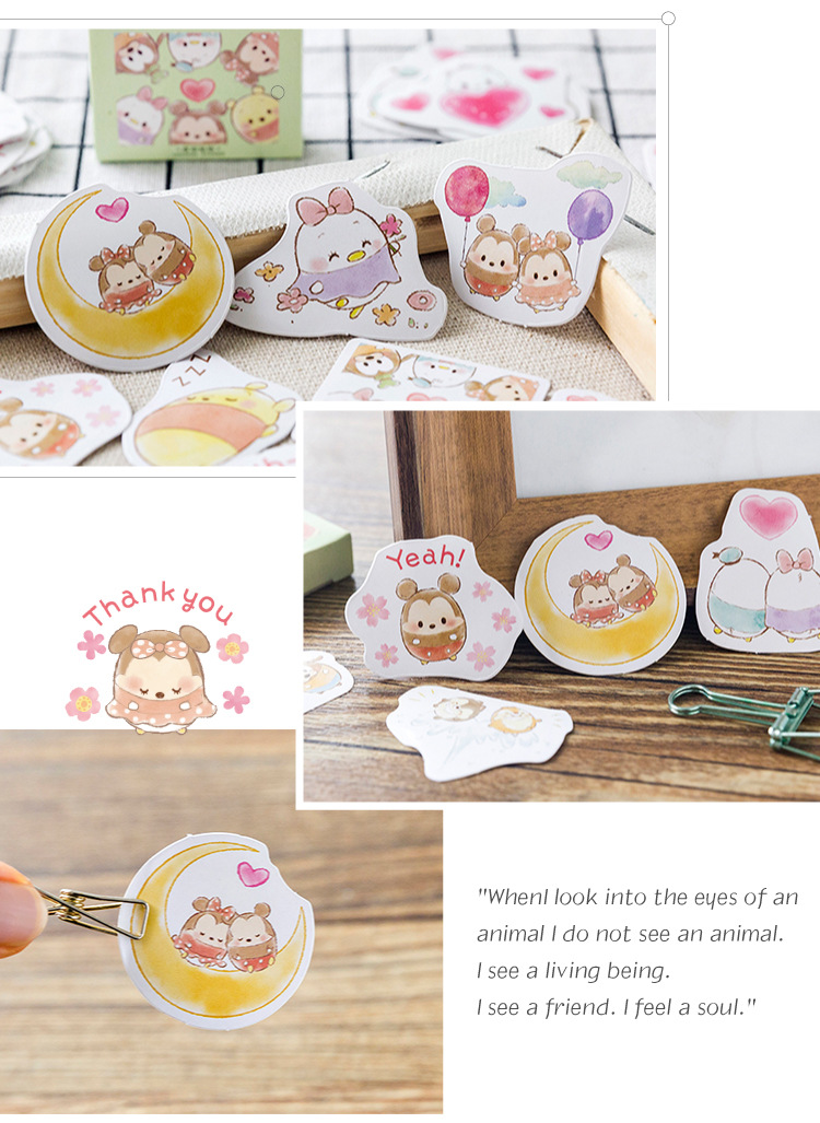 Sticker chủ đề Tsum Tsum - Hộp 45 miếng dán trang trí sổ tay Bullet Journal - M129