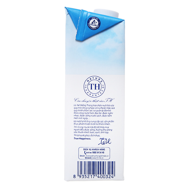 Sữa TH True Milk không đường hộp 1 lít