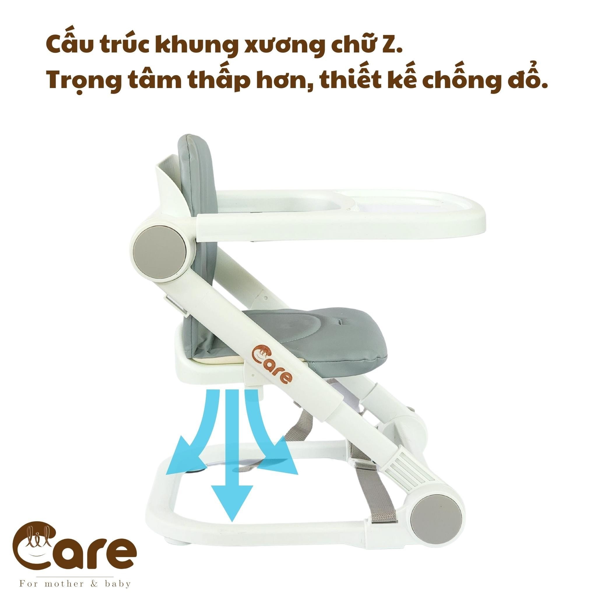 Ghế ăn dặm gấp gọn đa năng Lilcare, chất liệu nhựa PP chịu lực tốt, chống nước tối ưu, an toàn cho bé