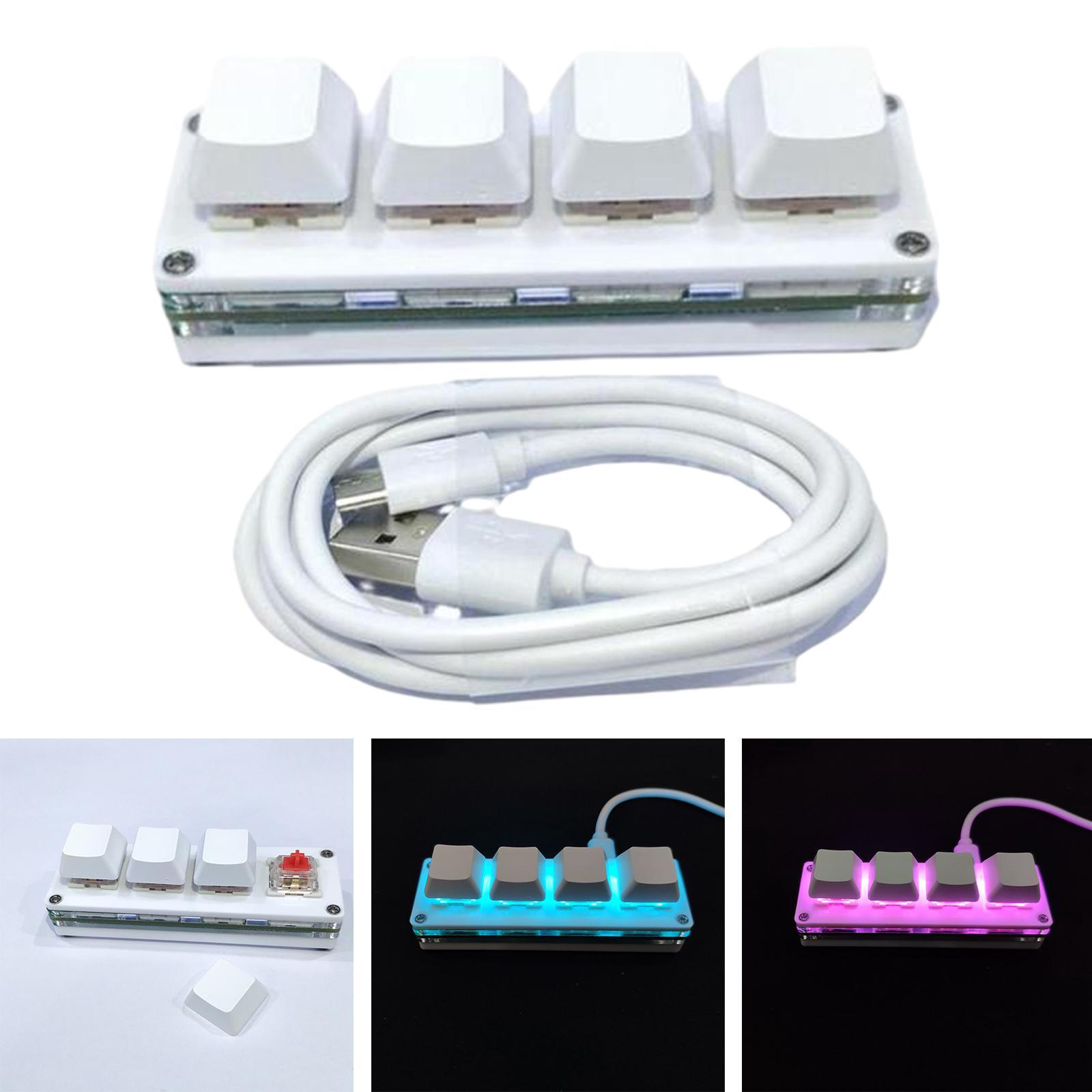 USB Mini 4 Keys Keyboard Programmable RGB Mechanical Gaming Keyboard for DIY Gaming