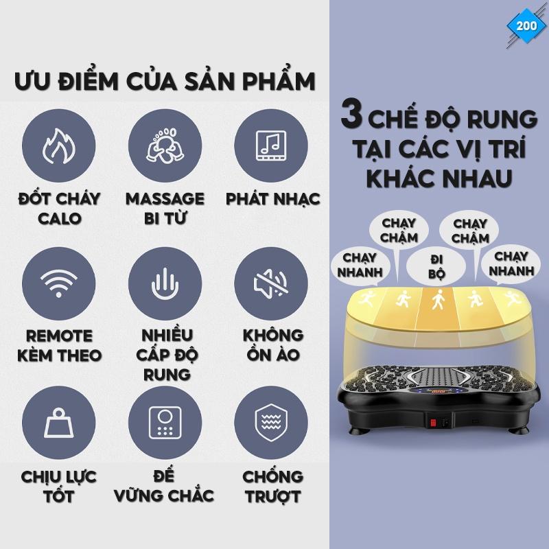 Máy Rung Toàn Thân Giảm Mỡ Cơ Cao Cấp Chịu Được Sức Nặng Lên Đến 150kg Nhiều Chế Độ Rung 200