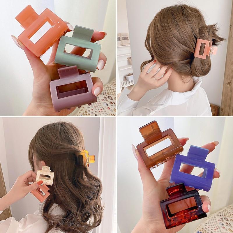 Kẹp Tóc Gấp Tóc Thiết Kế Đơn Giản Phong Cách Retro Hàn Quốc, cặp tóc 1 màu trơn bóng #4