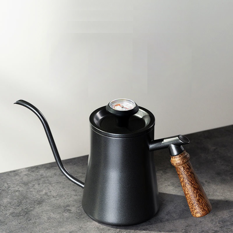 Ấm Cổ Ngỗng Pha Cà Phê Tay Gỗ Có Nhiệt Kế 600ml