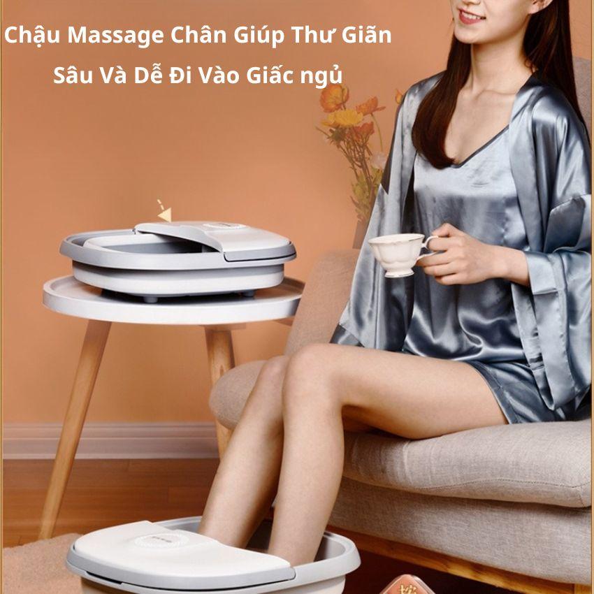 Chậu Ngâm Chân Massage Gấp Gọn Khử Trùng Bằng Ánh Sáng Đỏ, Bồn Ngâm Chân Giữ Nhiệt Độ Thông Minh