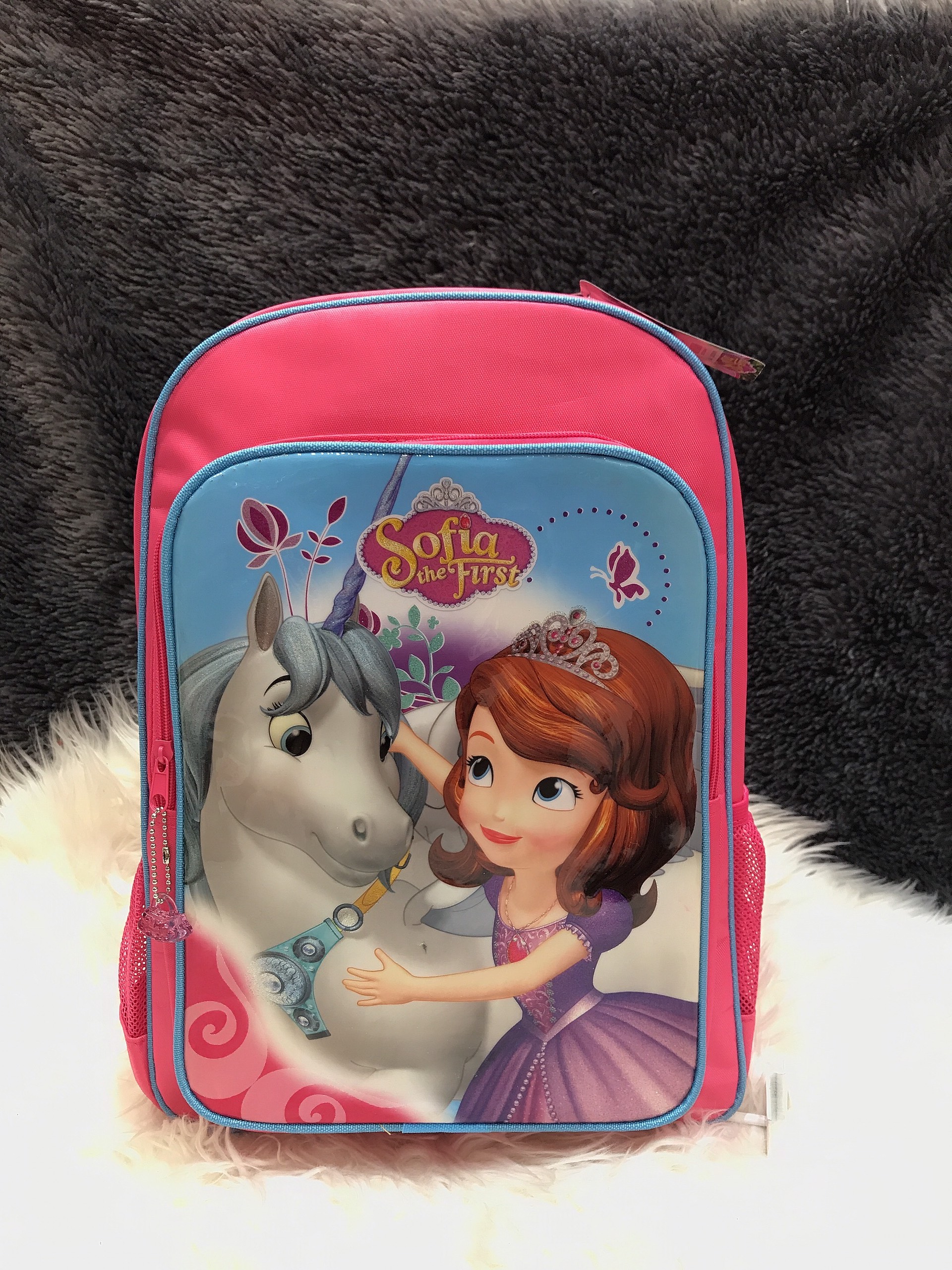 Balo, cặp táp 16&quot; 2 ngăn hình công chúa Sofia và ngựa Unicorn màu hồng viền xanh - 520SFNG5061446H