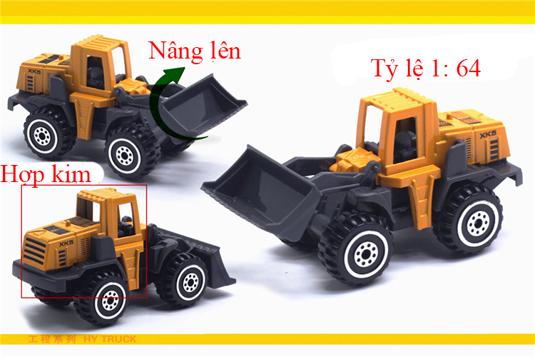 Xe công trình xây dựng bằng kim loại KAVY gồm 6 xe chi tiết sắc sảo, an toàn cho bé, dùng làm đồ chơi trẻ em hoặc trang trí