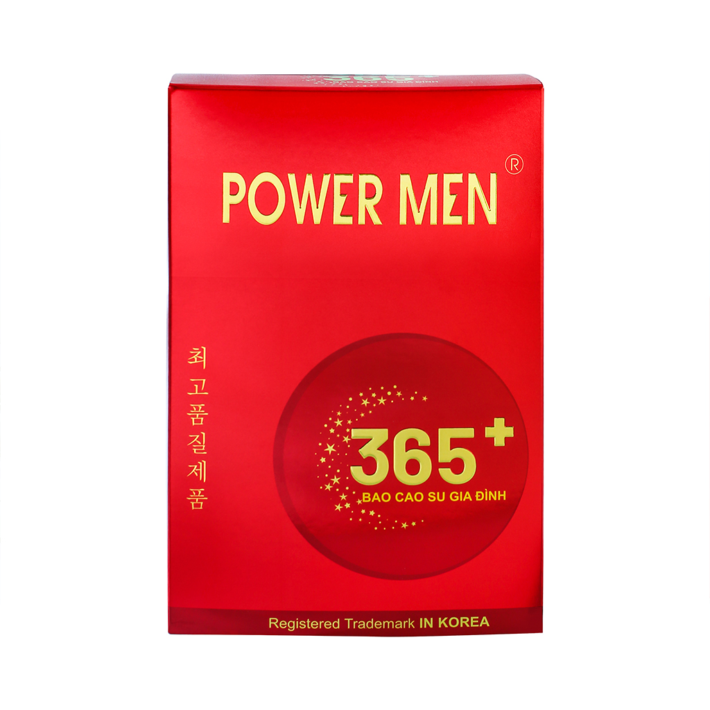 Bao cao su Powermen Gia đình 365+Không mùi cao su, nhiều chất bôi trơn, dễ vệ sinh bằng nước lã, không nhầy nhụa