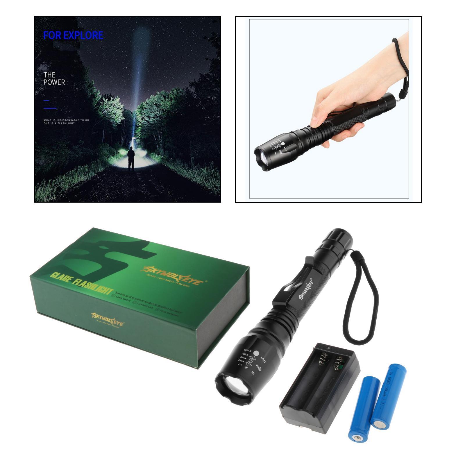 LED Tactical Flashlight High Lumen Handheld Flash Light 5-Mode Zoomable Water Resistant Flashlight for Outdoor Camping Hiking Emergency