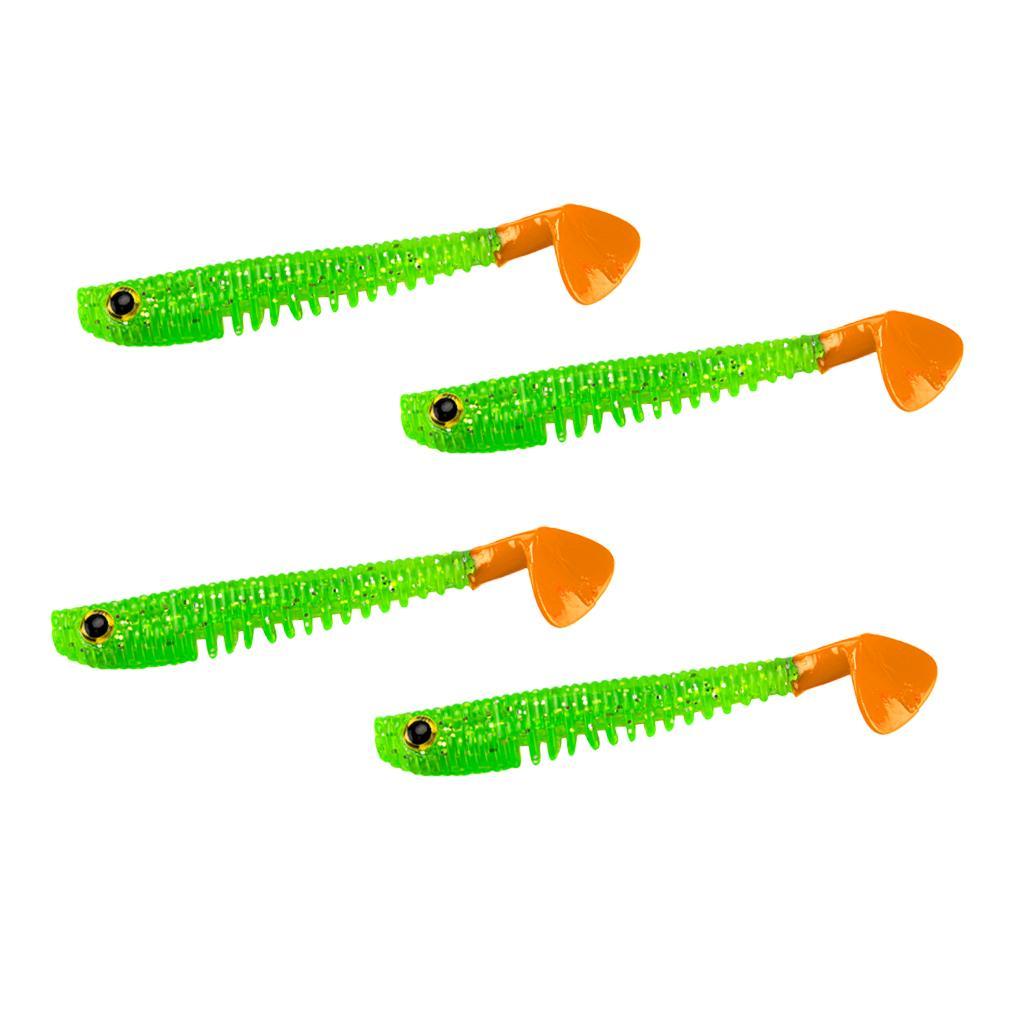 4Pcs Colorful Soft Fishing Lure Artificial Worm Freshawater Saltwater Bait