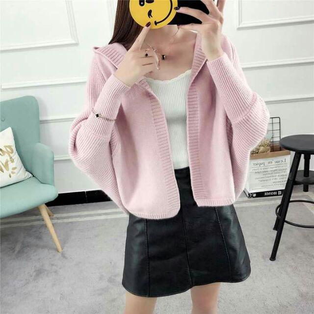 Áo khoác cardigan mũ cánh rơi hàng Quảng Châu cao cấp mặt lông nhẹ đanh mịn nhé
