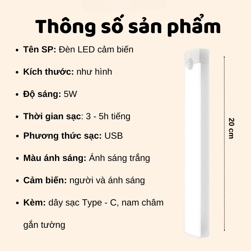 Đèn LED Cảm Biến Chuyển Động Nhiều Kích Cỡ Cảm Ứng Hồng Ngoại 3 Chế Độ Không Dây Điều Chỉnh Độ Sáng Qua 1 Lần Nhấn Ánh Sáng Bảo Vệ Mắt Tốt Tự Động Bật/Tắt Ban Đêm Đèn Học Làm Việc Đọc Sách Ngủ Cao Cấp Dễ Tháo Lắp Tiện Gắn Giường Cầu Thang Toilet Tủ USB