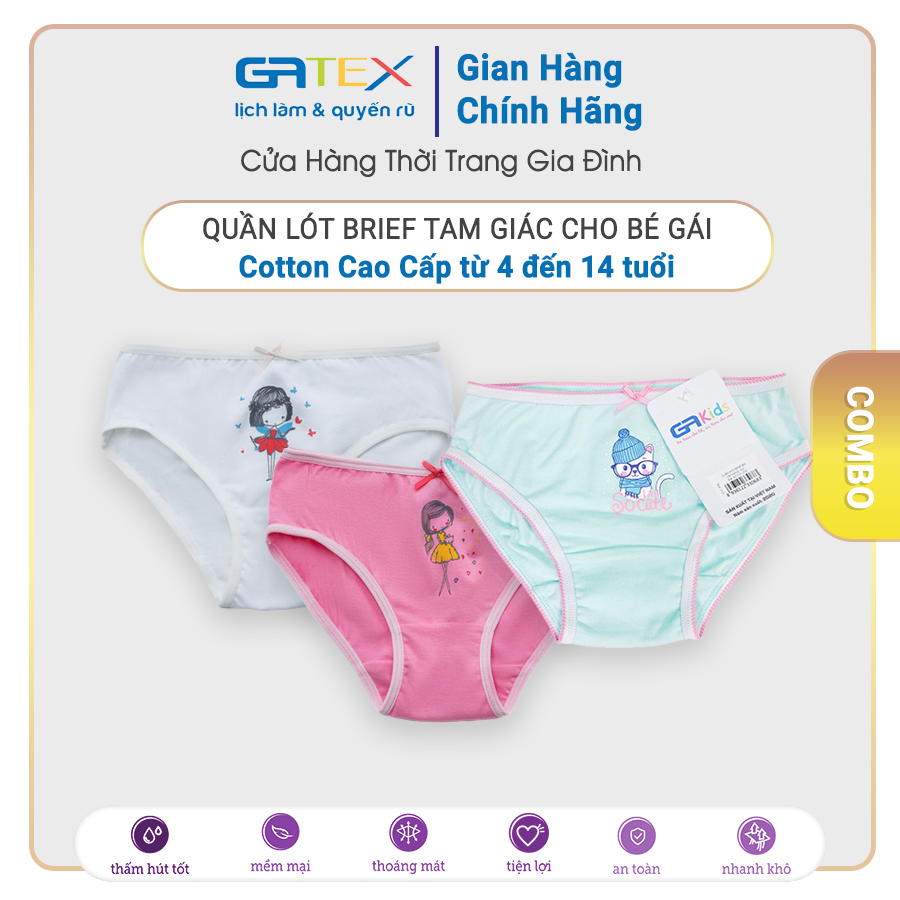 SET 7 Quần Lót Brief Bé Gái GAKIDS - Cotton Cao Cấp, Thấm Hút Tốt, Thoải Mái Cho Bé Yêu Năng Động Cả Ngày