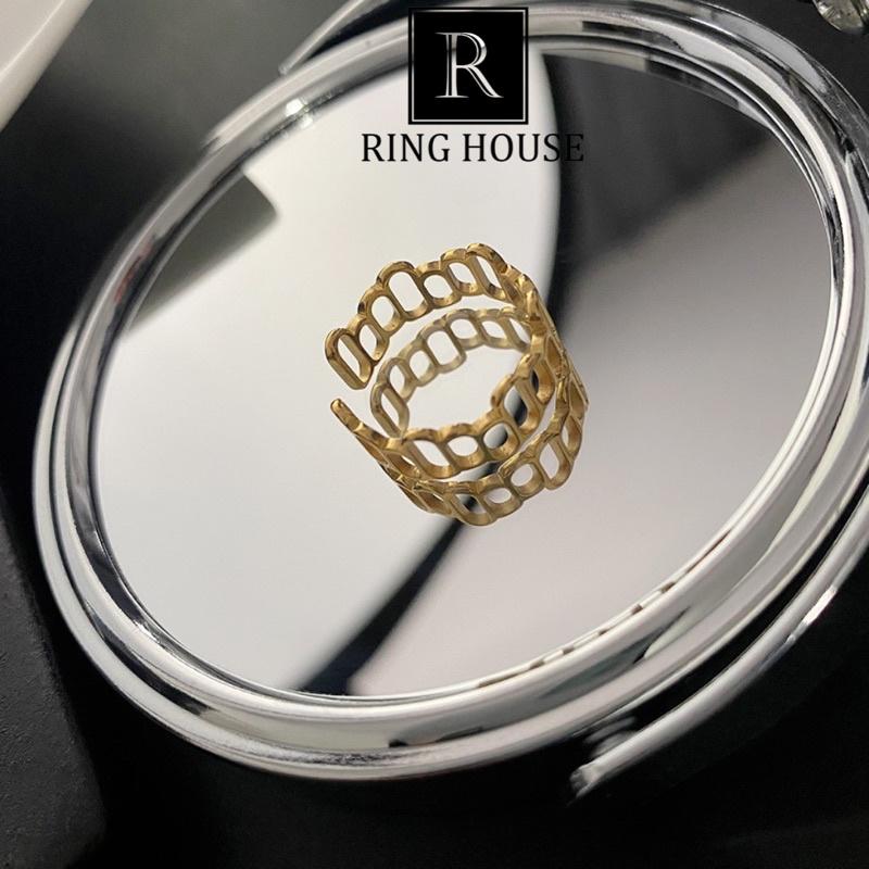 Nhẫn Nữ Titan Không Đen Gạch Xếp Đẹp Ring House