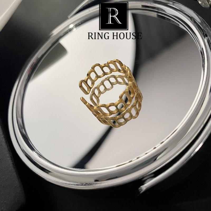 (Titan) Nhẫn Nữ Titan Không Đen Gạch Xếp Đẹp Ring House