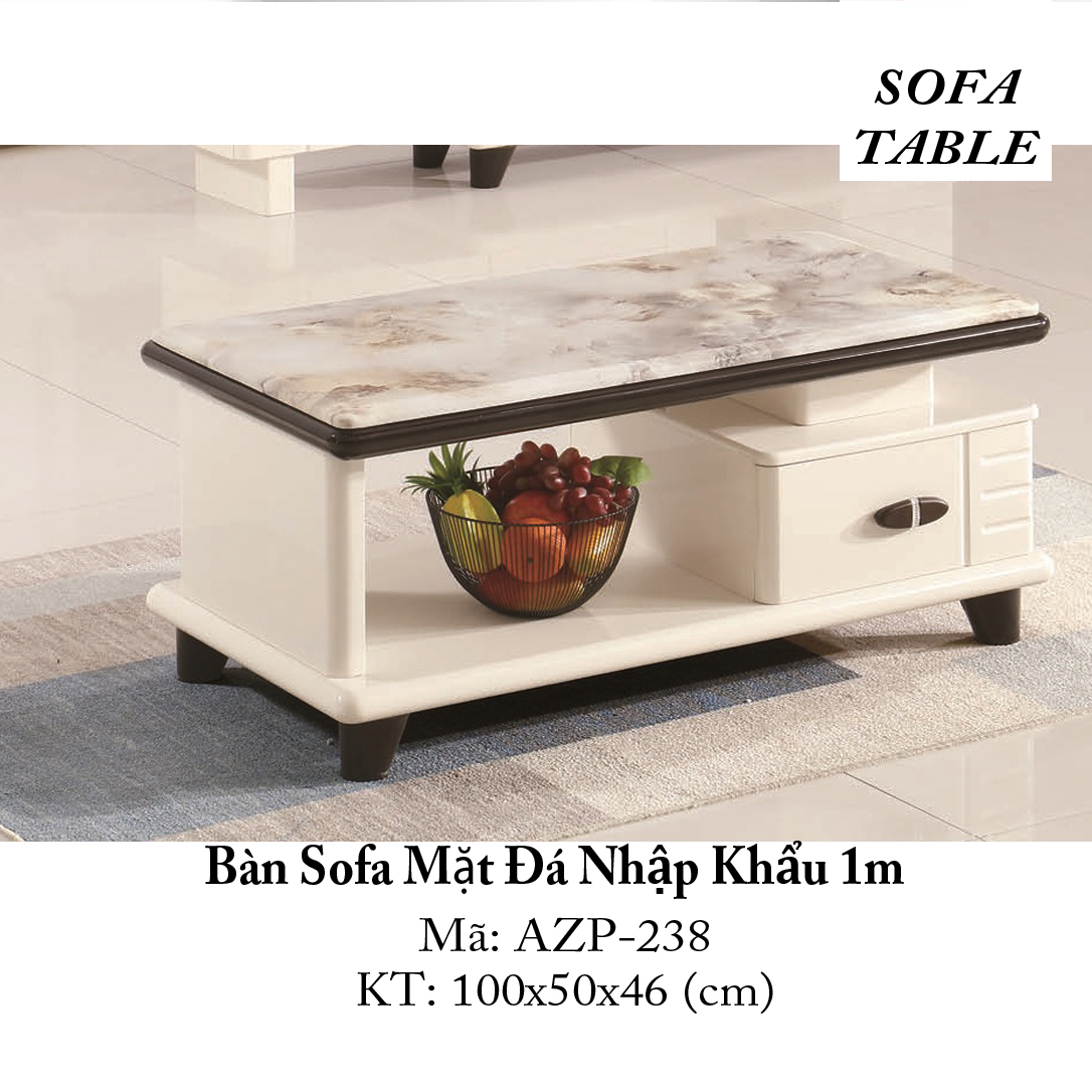 Bàn Sofa Mặt Đá Size 1.0m / 1 Ngăn Kéo / Dòng Cao Cấp - Hàng Nhập Khẩu AZP-T238