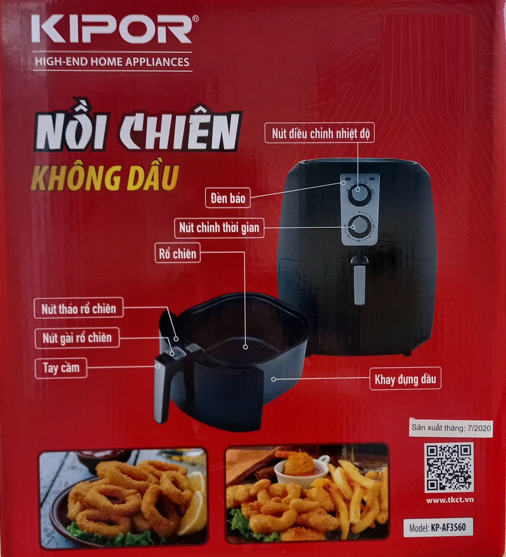 Nồi Chiên Không Dầu Kipor KP-AF3560 (6 lít) - Chính Hãng