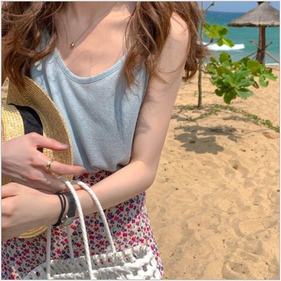 Áo hai dây nữ màu pastel GINE STORE mỏng mát, dễ thương - Áo dây Laura Cotton
