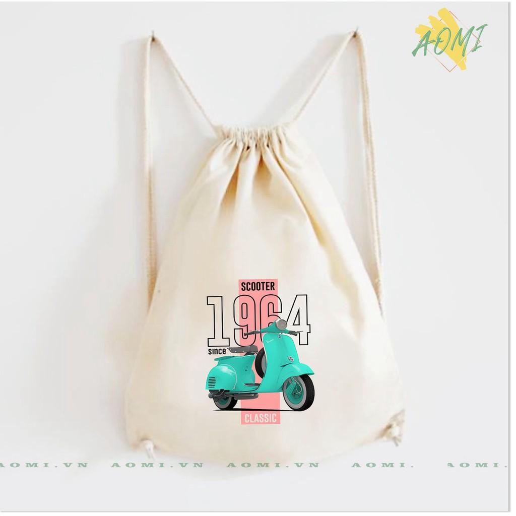 BALO VESPA MINI AOMIVN DÂY RÚT NHỎ XINH UNISEX CHẤT CANVAS THỜI TRANG CUTE XINH ĐẸP TIỆN ÍCH DẠO PHỐ DU LỊCH