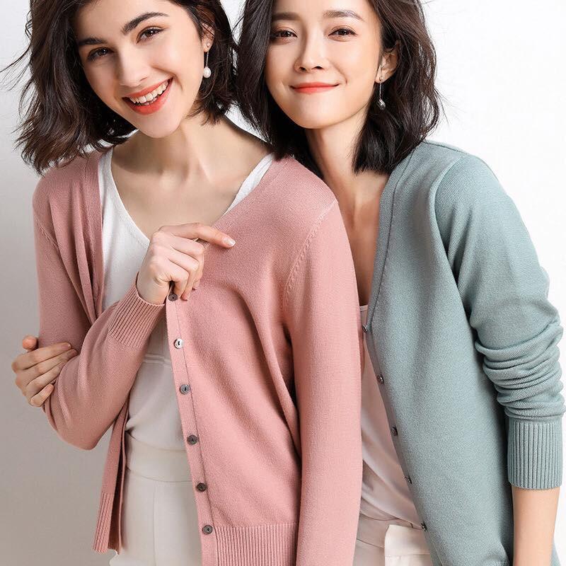 Áo Cardigan Len Mỏng Xuất Nhật Nhiều Màu