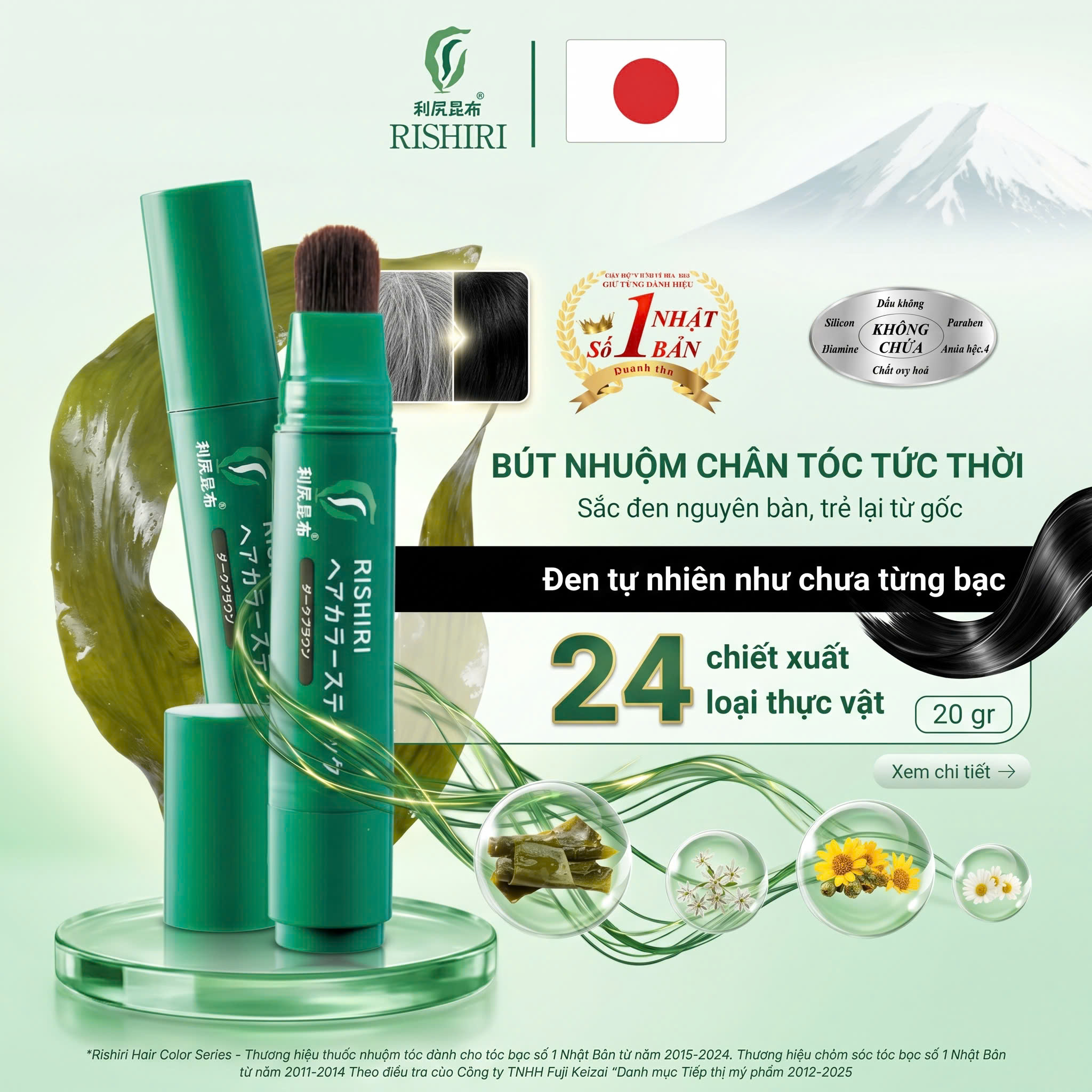 Bút Nhuộm Màu Chân Tóc Tạm Thời Cao Cấp Rishiri Nhật Bản Color Stick 20G