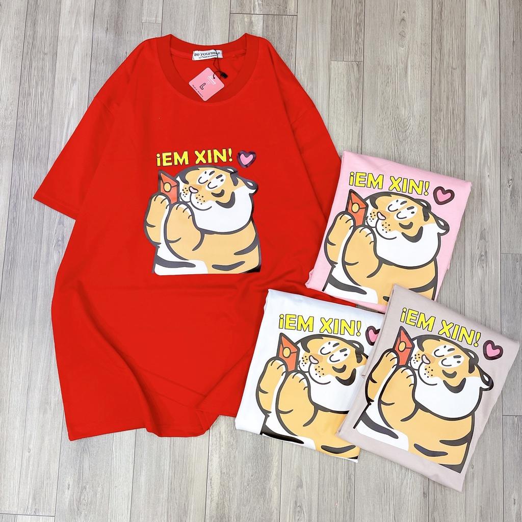 Áo Thun Tay Ngắn Unisex Đủ Size M L XL - CỌP EM XIN LÌ XÌ 2022 NHÂM DẦN