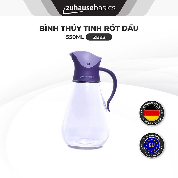 Bình thủy tinh rót dầu Zuhause basics ZB93 550ml- hàng chính hãng