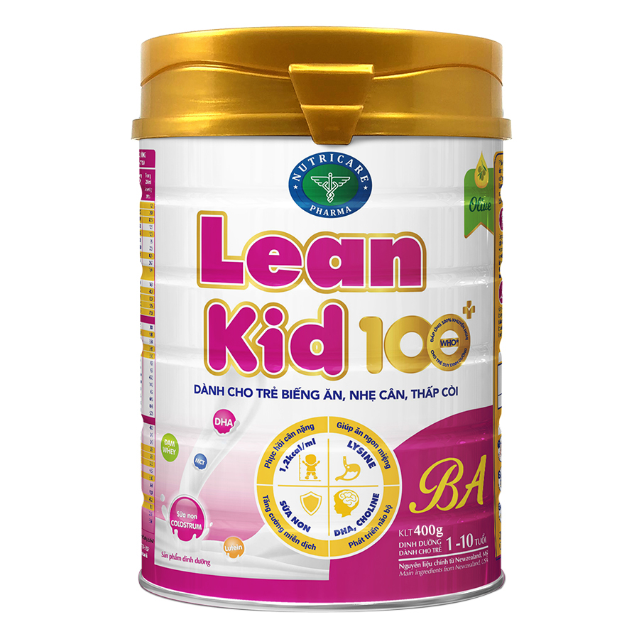 Sữa Leankid 100 +Ba Dành Cho Trẻ Biếng Ăn, Thấp Còi