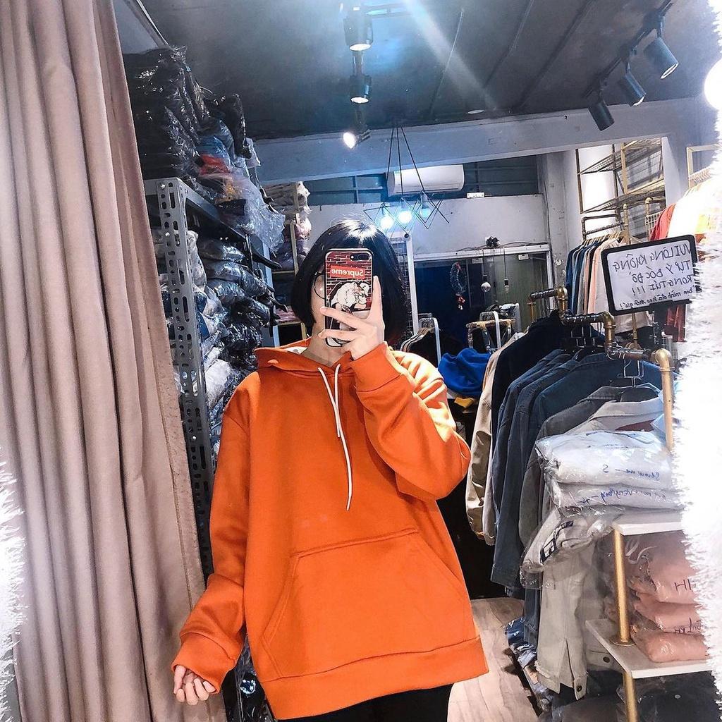 Áo Hoodie trơn MEANSTORE nỉ lót bông có mũ oversize unisex nam nữ form rộng phong cách Hàn Quốc - Basic Nỉ